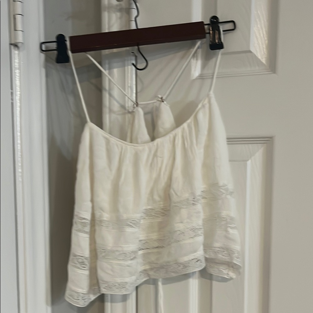Free People White Tiered Crop Camisole
